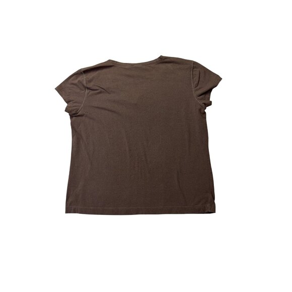 Chicos Brown Short-Sleeve  V-Neck Button Accent Women's T-Shirt Size XL - Picture 4 of 7